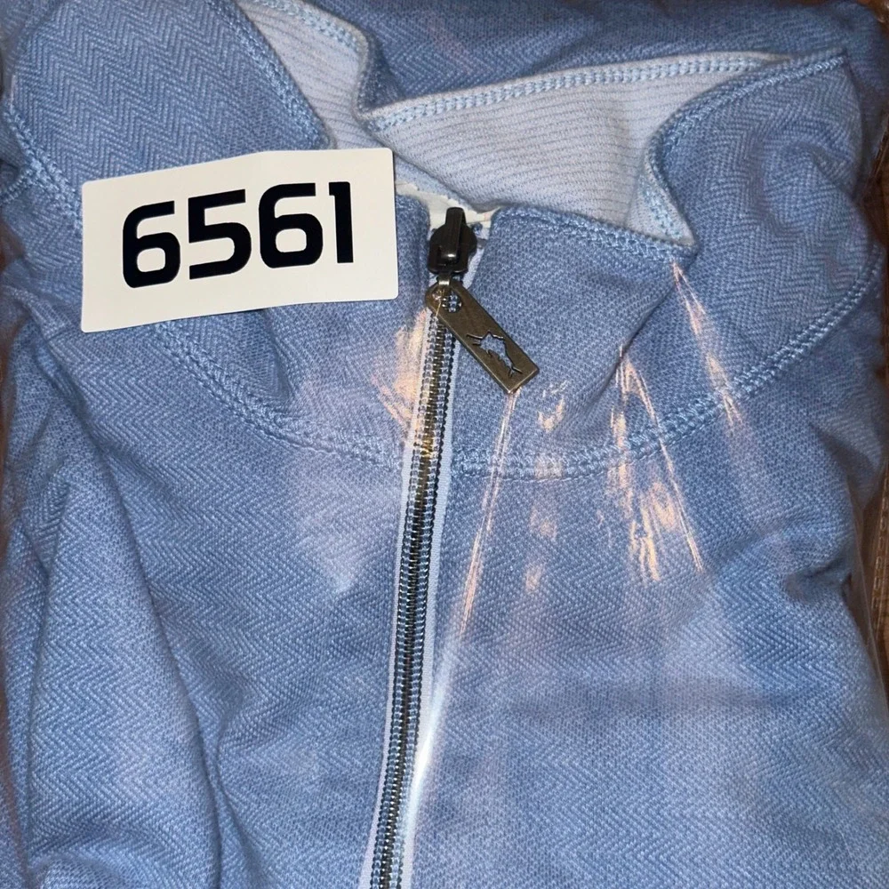 Tommy Bahama Mens Reversible Quarter Zip Pullover Blue Herringbone Marlin XL